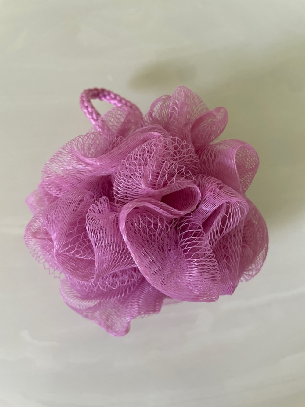 Pink Bath Pouf Loofah with Hanging Loop